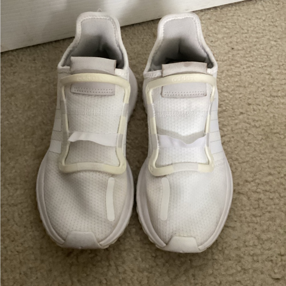 Adidas White no lace ortholite comfortable slip on Sneakers, size 5.5